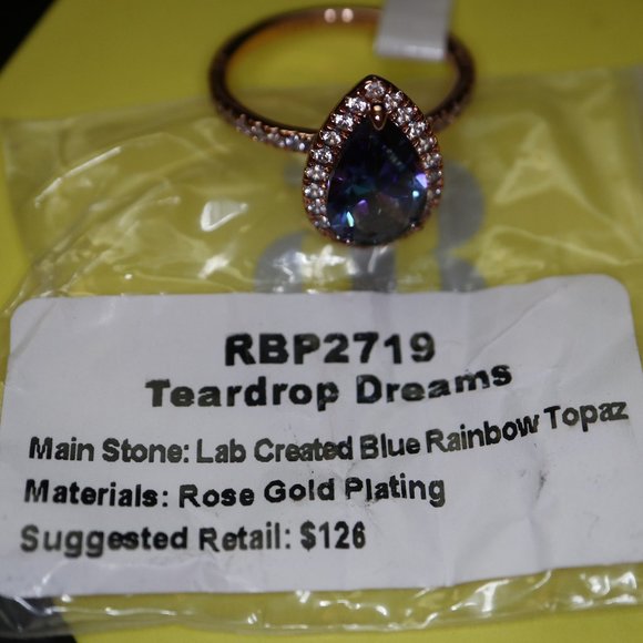Ring Bomb Party RBP2719 Teardrop Dreams Blue Rainbow Size 9 NWT - Picture 5 of 5